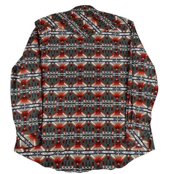 Rock & Roll Denim Southwestern Print Long Sleeve Snap Stretch Western Shirt  2XL - Picture 2 of 16